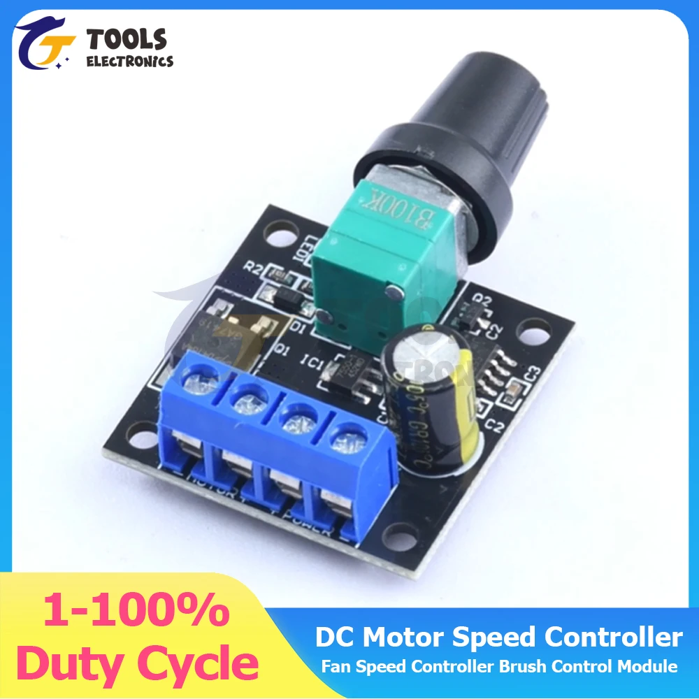 

DC 4.5-24V 2A DC Motor Speed Controller Fan Speed Controller Brush Control Module with Switch 1-100% Duty Cycle Adjustable