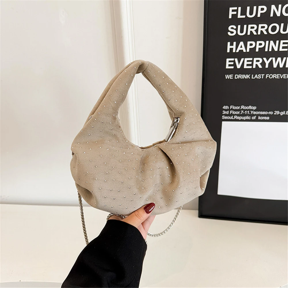 

Women Glitter Shoulder Bag with Chain Shiny Rhinestone Handbag Large Capacity All-Match Evening Bag Wedding Party Commute Bag