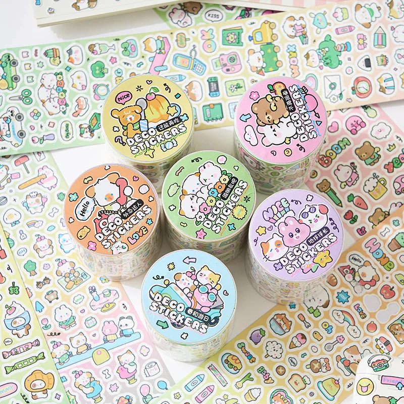 Etori Life Cute New World Series Cartoon Cute Pattern Tape Stickers DIY Laptop, Phone Case, Suitcase, Photo Album, Room Decoration, Handmade Scrapbook, Birthday Gift, Encouragement Stickers, Children's Stickers