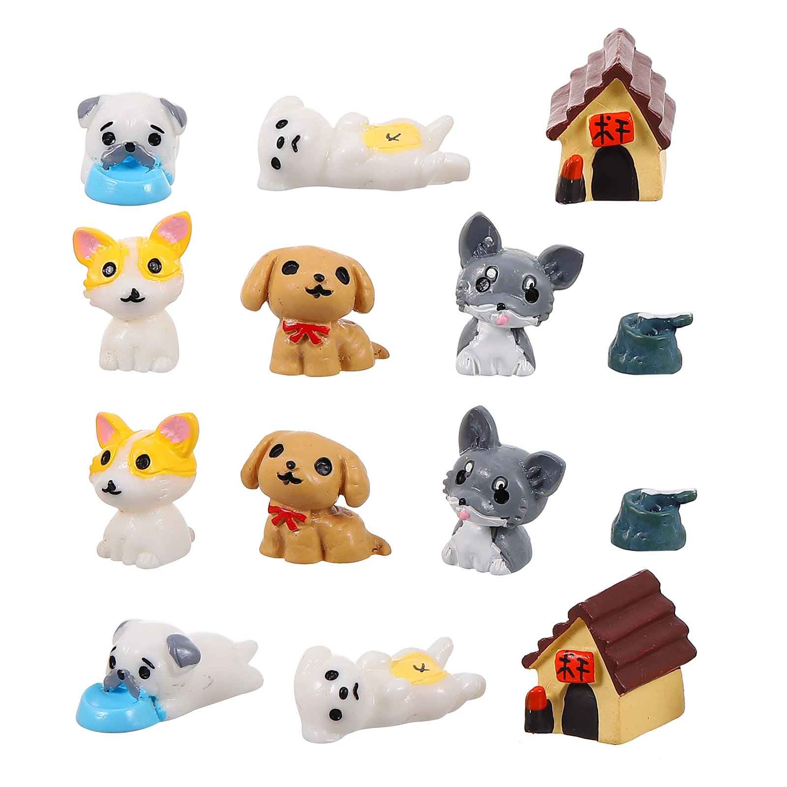 

14 Pcs Dog Figurines Realistic Puppy Statues Garden Decoration Mini naments Gifts Animal Sculptures Desktop Accents