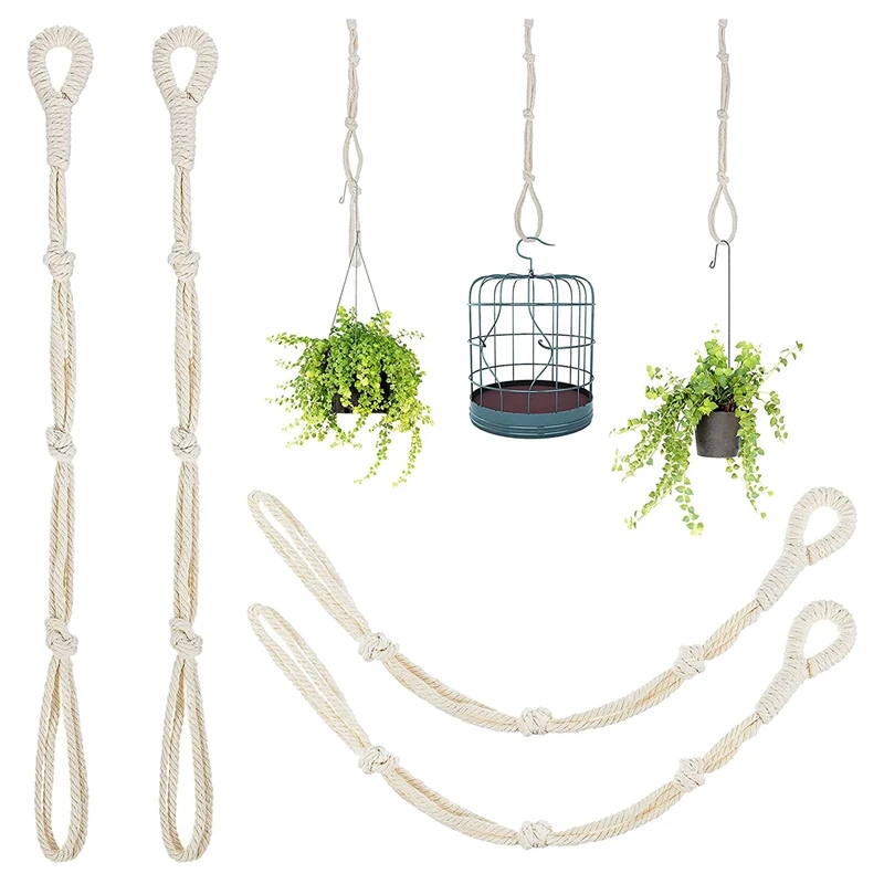 

4 Pieces Macrame Beige Plant Hanger Extender Rope Plant Hanging Basket Extender Large Hanging Plant Pot Holders