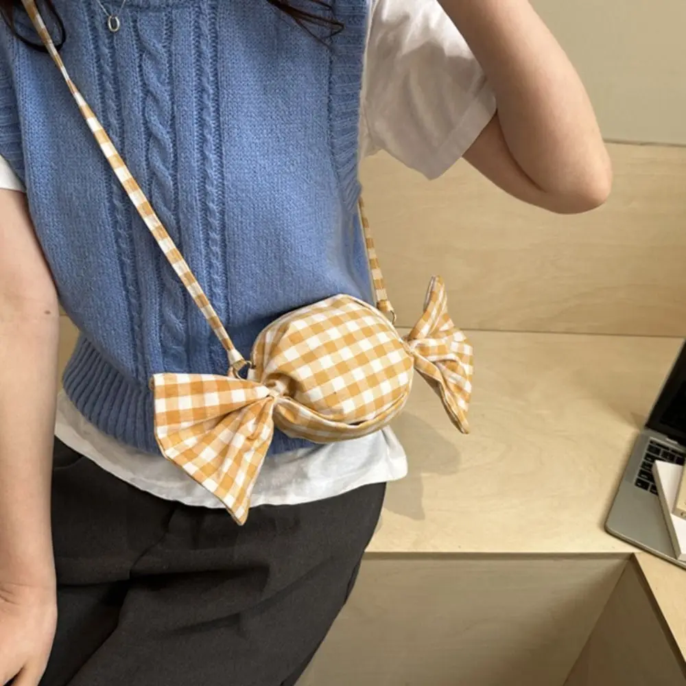Sweet Candy Bag Casual Cloth Candy Bag Grid Cute Printed Shoulder Bag Sweet Large Capacity Red Plaid Crossbody Bag Travel