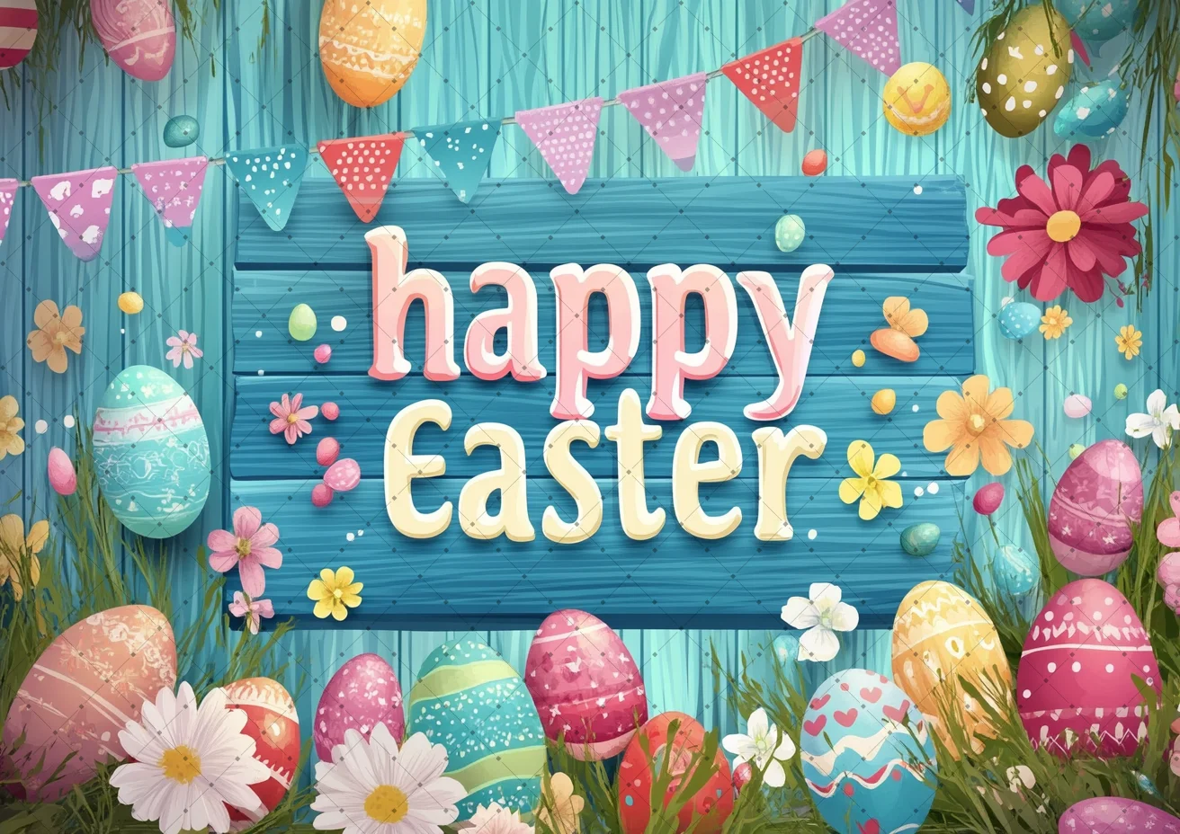 لوح عيد الفصح على شكل بيضة، خلفية زهرية، لافتة عيد الفصح السعيدة، لوازم الحفلات، دعائم التصوير الفوتوغرافي، زينة عيد الفصح، تجمع العائلة