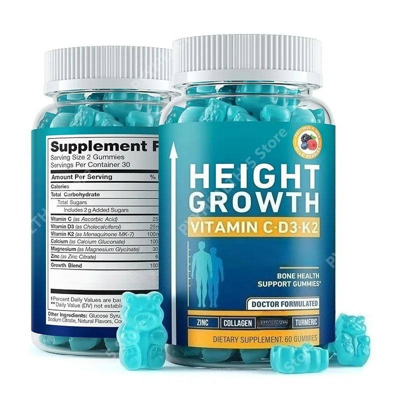 Height Growth Increase Vitamin Gummies Height Growth Calcium Magnesium Supplement for Kids 60 Gummies