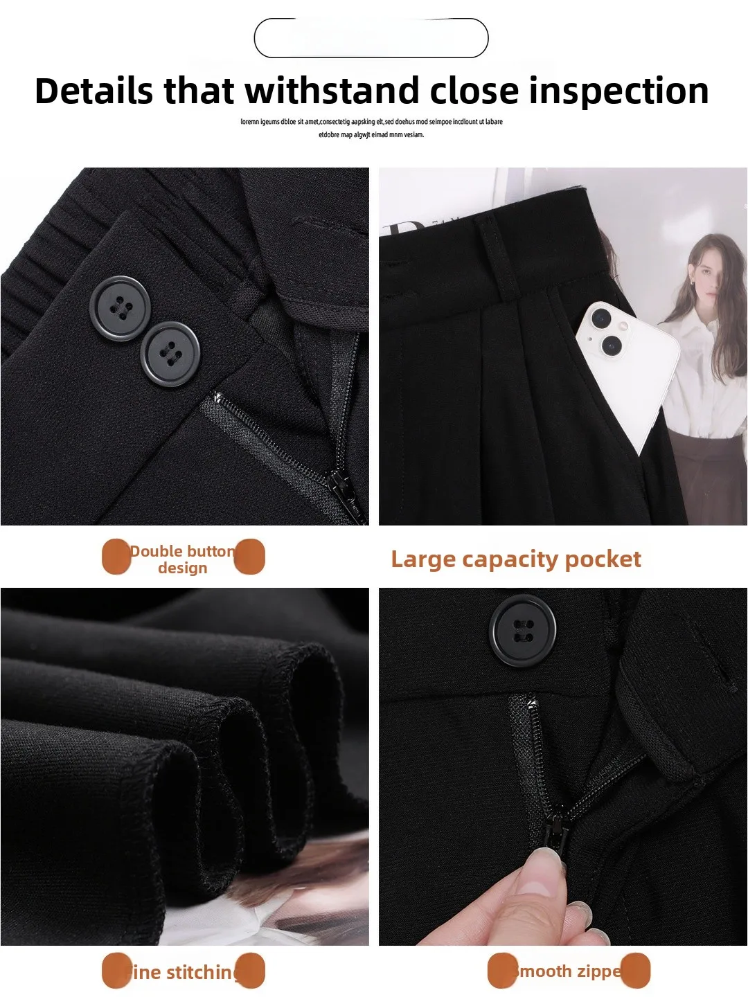 슬림핏 와이드 레그 팬츠 여성 캐주얼 스트레이트 컷 바지 하이웨이스트 엘라스틱 웨이스트 폴리에스터 스판덱스 혼방 겨울 신상...