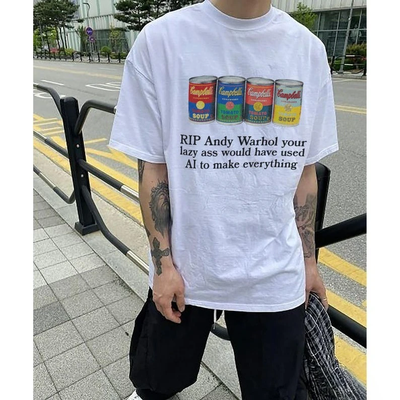 RIP Andy Warhol But Is It Art Art Meme Men Women's Short Sleeve T-Shirt Funny Design T-shirt 90s Cotton Aesthetic Casual Tops