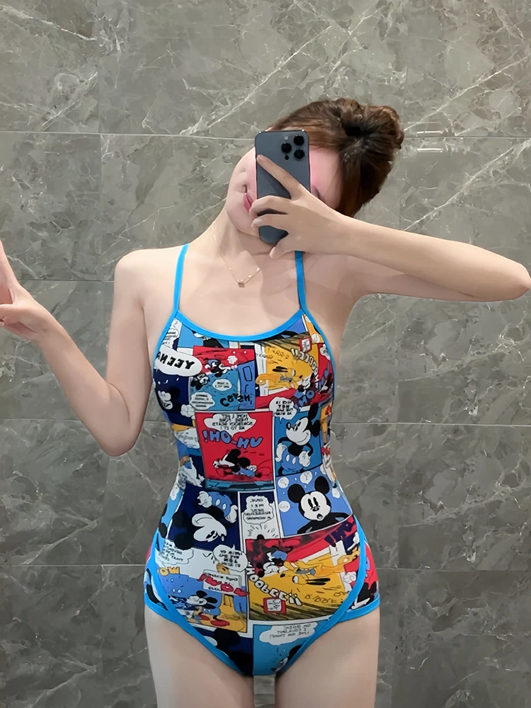 Women's One-Piece Speed Suit Swimsuit Profional Cetitive Triangular Design for Swimming Gym Slimming Bal Cartoon P...