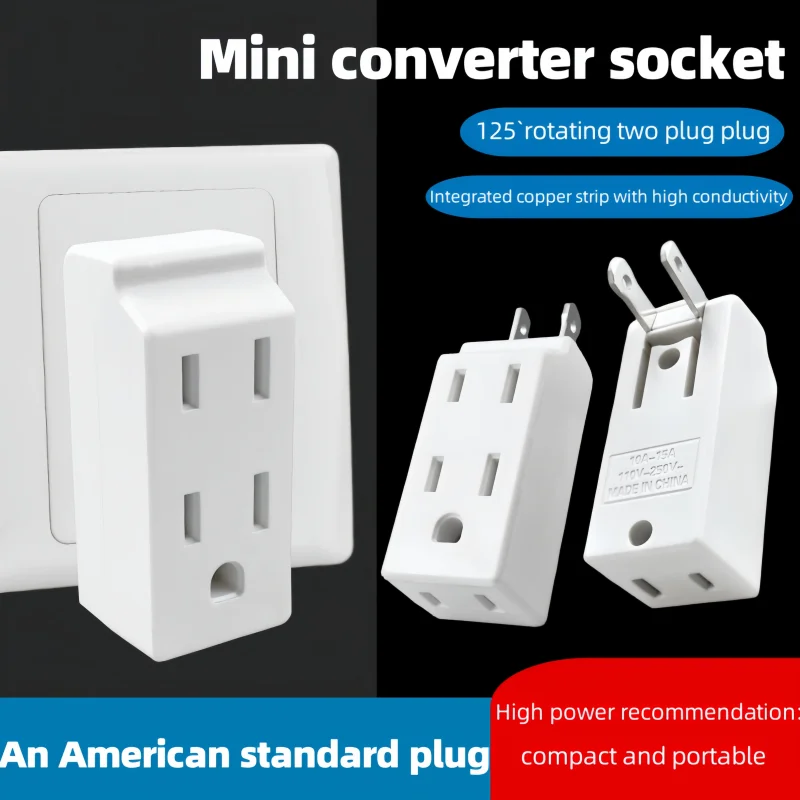 3 in 1 American Standard power plug adapter NEMA 1-15P Male to Female NEMA 1-15R US 2 Pin To 3 pins Socket