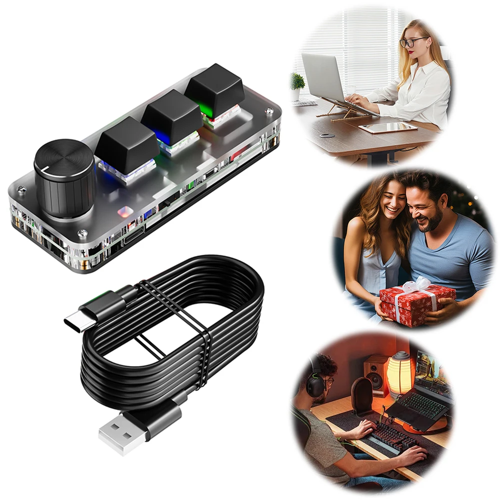 

Mini Mechanical Keyboard Bluetooth-Compatible Shortcut Macro Programmable Keyboard Hot Swappable Gaming Keyboard