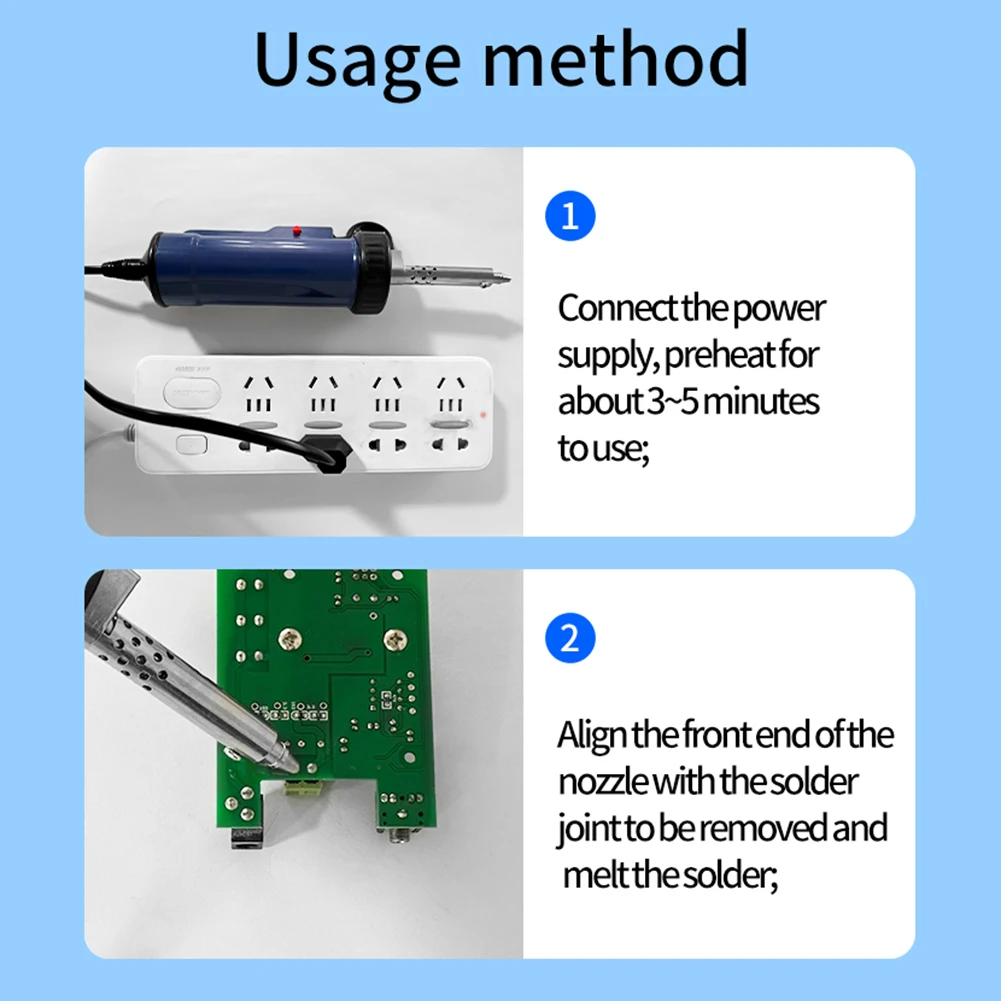 

BBT-580 Electric Solder Tin Sucker 30W Automatic Desoldering Machine Portable with 3 Suction Tip for Tin Removal and Soldering