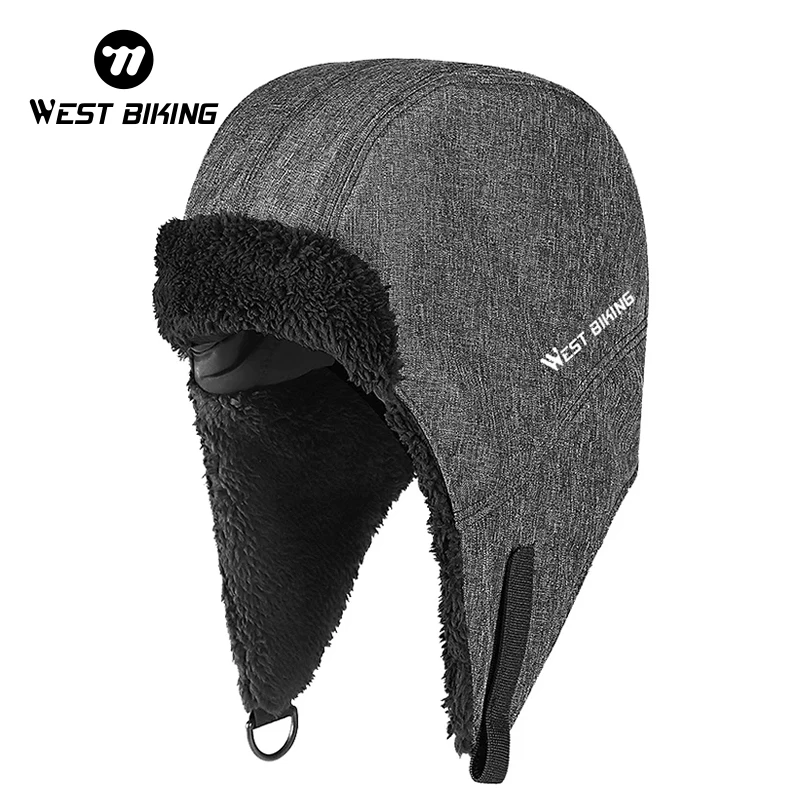 WEST BIKING Winter Warm Cycling Caps Plush Ushanka Trooper Earflaps Windproof Russian Aviator Bomber Hat Eskimo Trapper Beanies