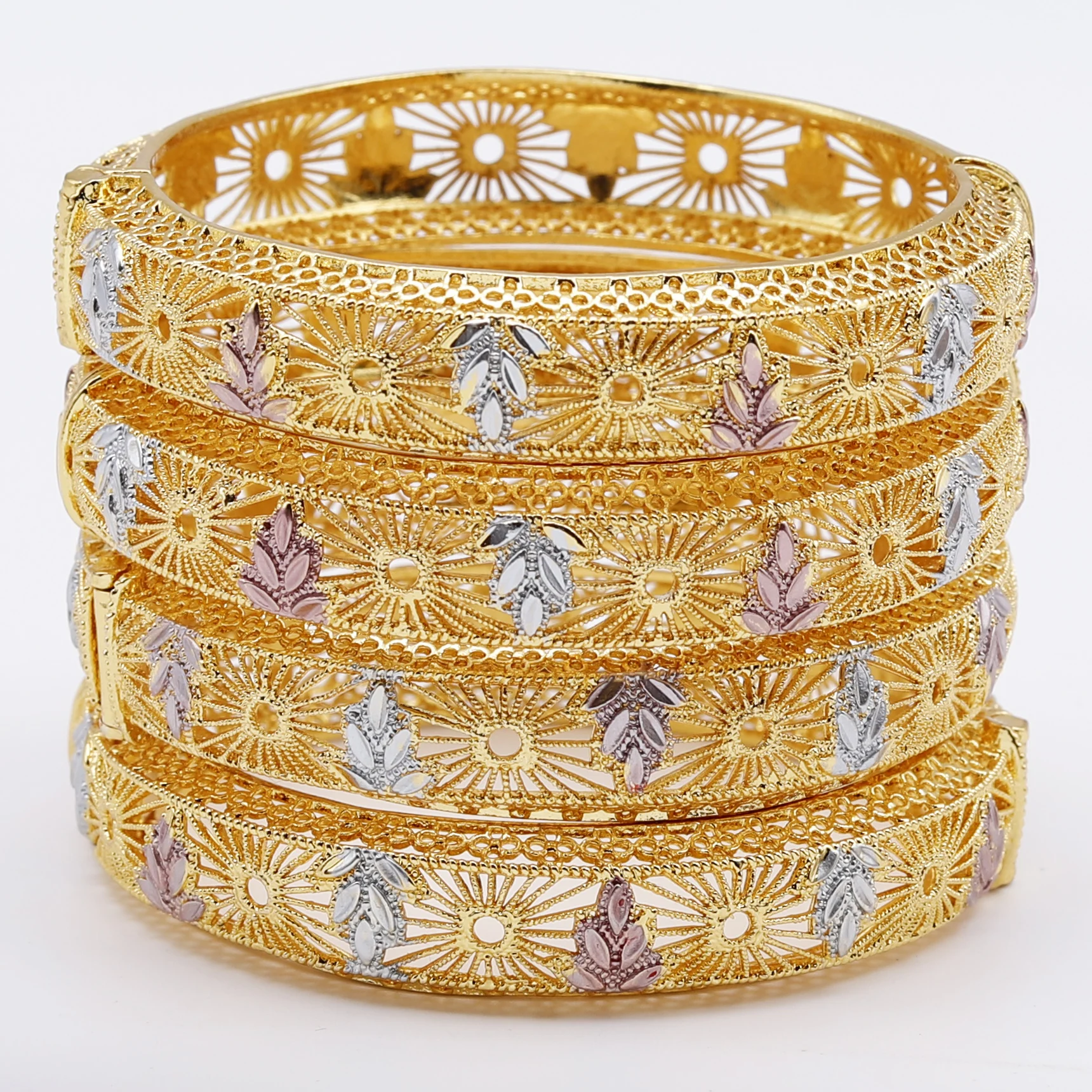 Adixyn 1PCS Colorful Hollow Bracelet For Women Vintage jewelry Ethiopian Middle Eastern bride wedding gifts