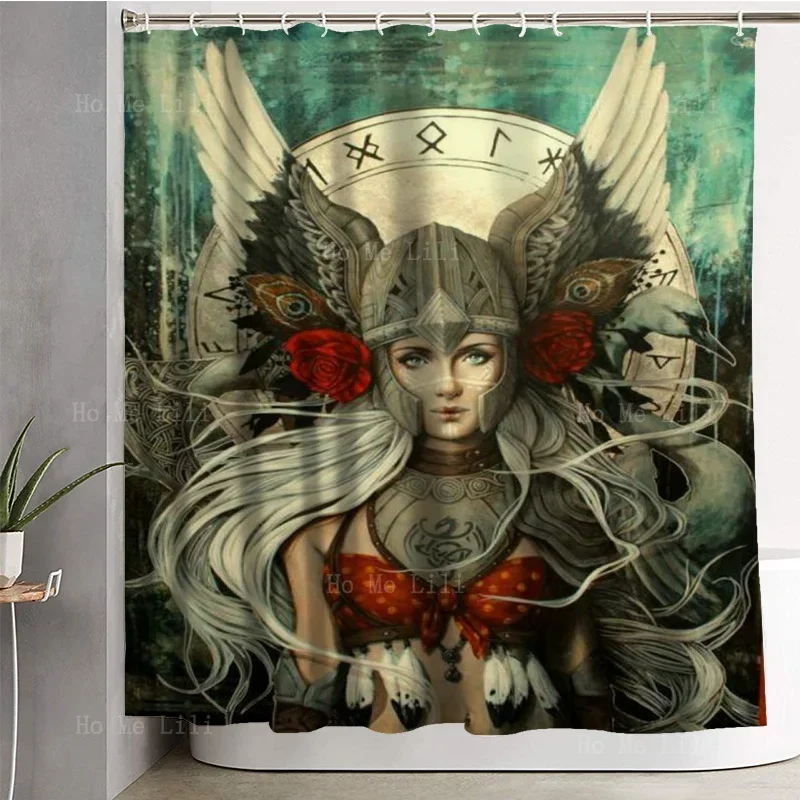 Portrait Art Sophie Wilkins Magic Realism Illustration Pop Norse Mythology Angel Vikings Women Shower Curtain By Ho Me Lili