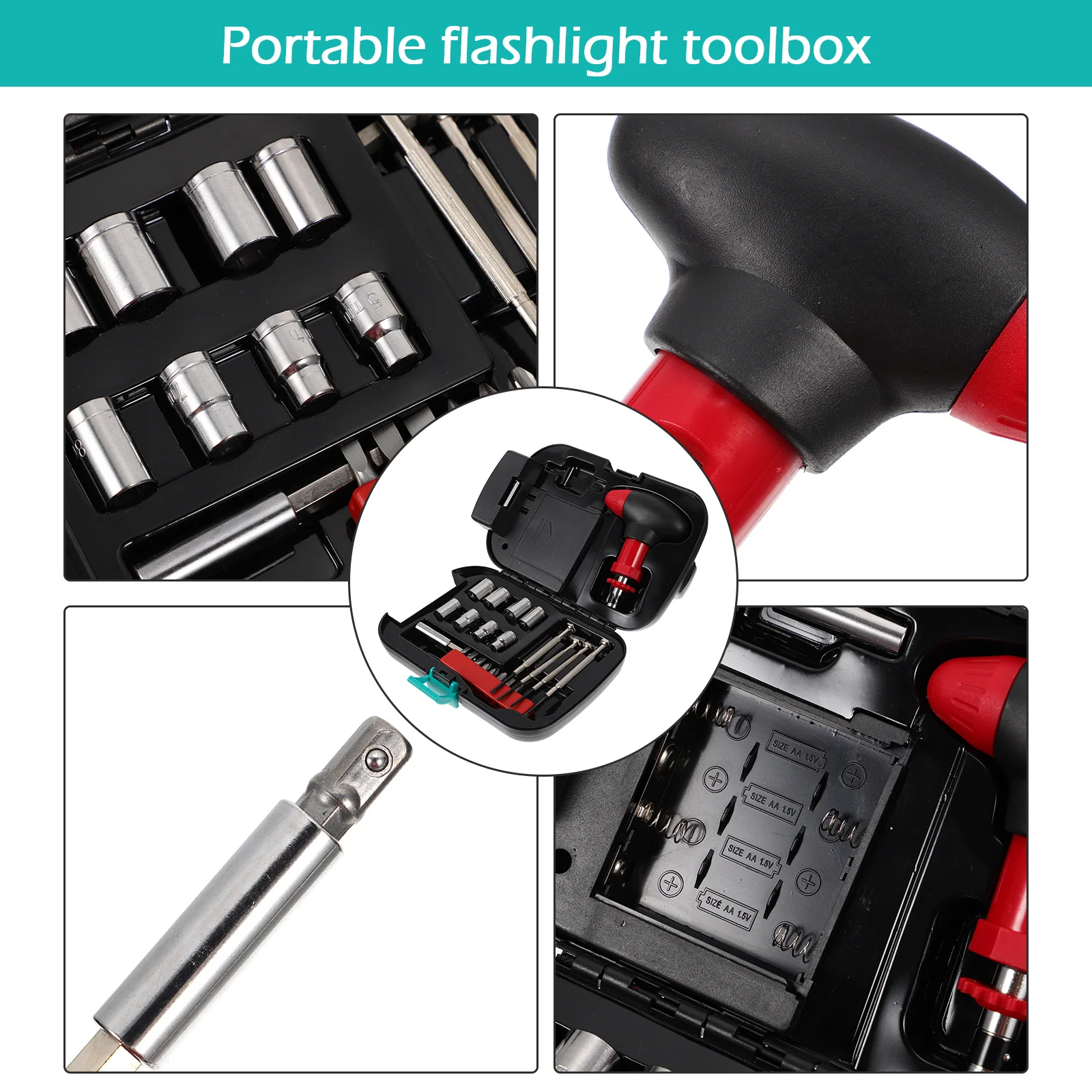 

1Set Tool Box Flashlight Kit Powerful Flashlight High Efficiency Lighting Tool Ergonomic Design for Outdoor Activities