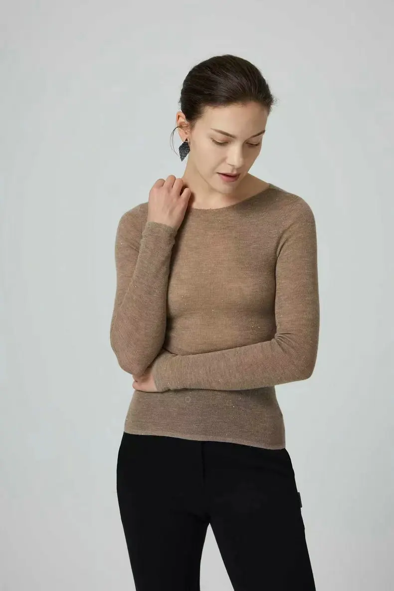 

26 Early Spring New Lightweight, Delicate, Soft Knit Sweater, Slim Fit, High-Elastic Fine Cashmere Sweater For Women