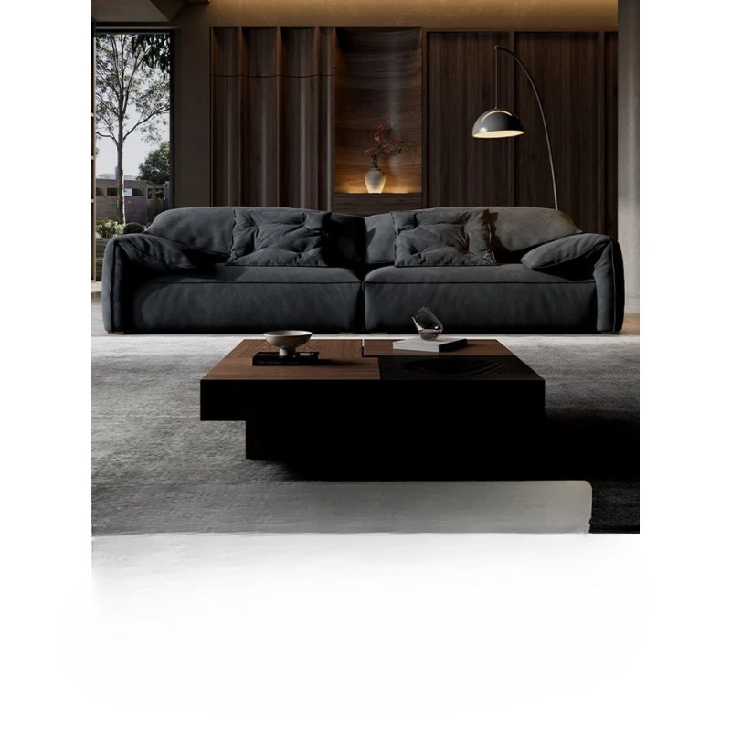 

Sofa matte cloth Italian minimalist black living room large apartment down
