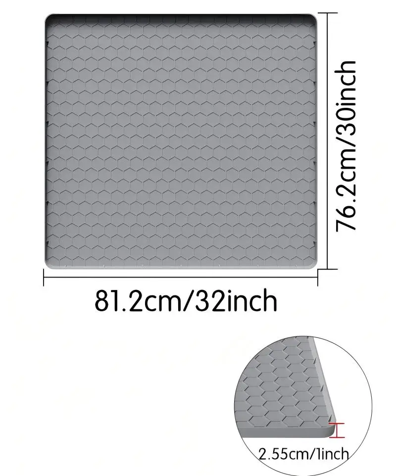Large Silicone Washing Machine Drip Tray, Waterproof Shock Absorbing Protector Mat, Multi-use Storage Pad for Fridge Dryer