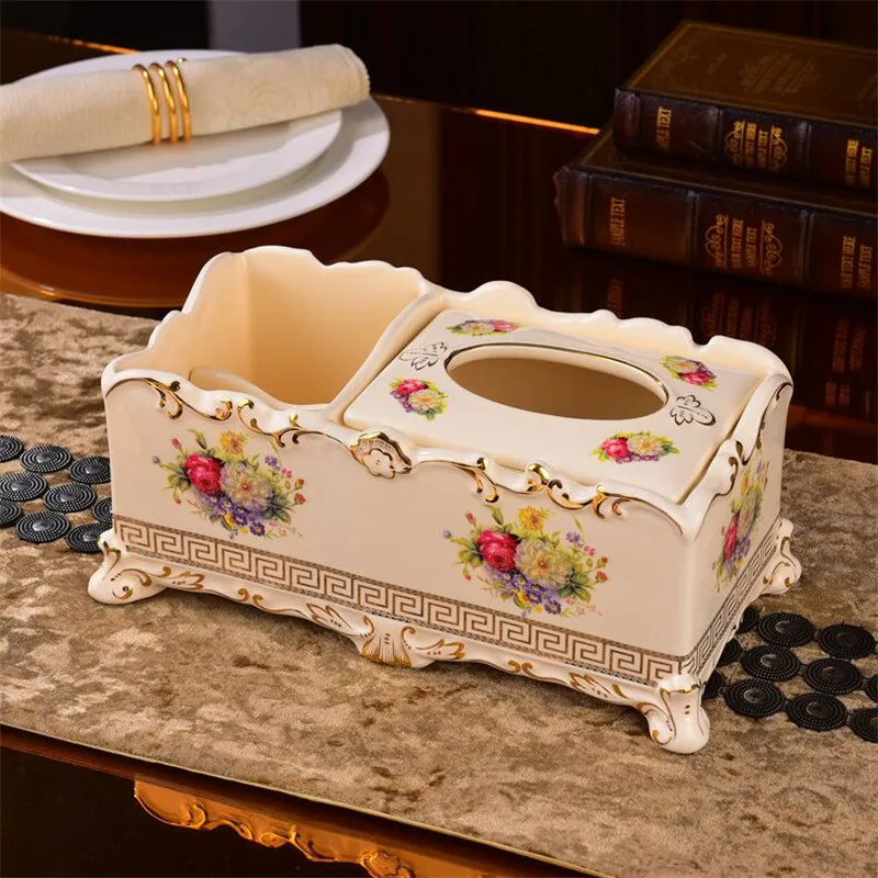 Tissue Box Keramiek Badkamer Papierhouder Eetkamerservetten Rek Teatable Decoraties Luxe huwelijksgeschenken Asbak Schilkom Zwart