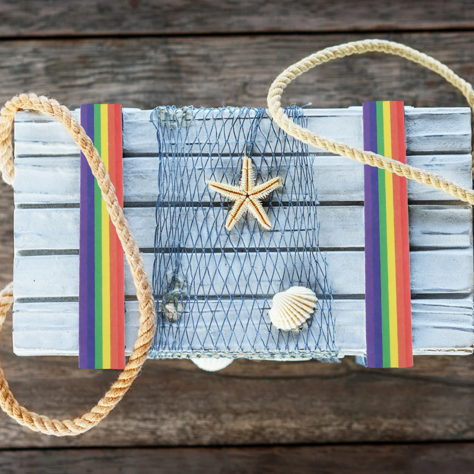 2pcs Rainbow Stripe Washi Masking Tape 500Cm Long For Diy Scrapbook Decor Crafting Office Use Multi-Purpose Adhesive Tape