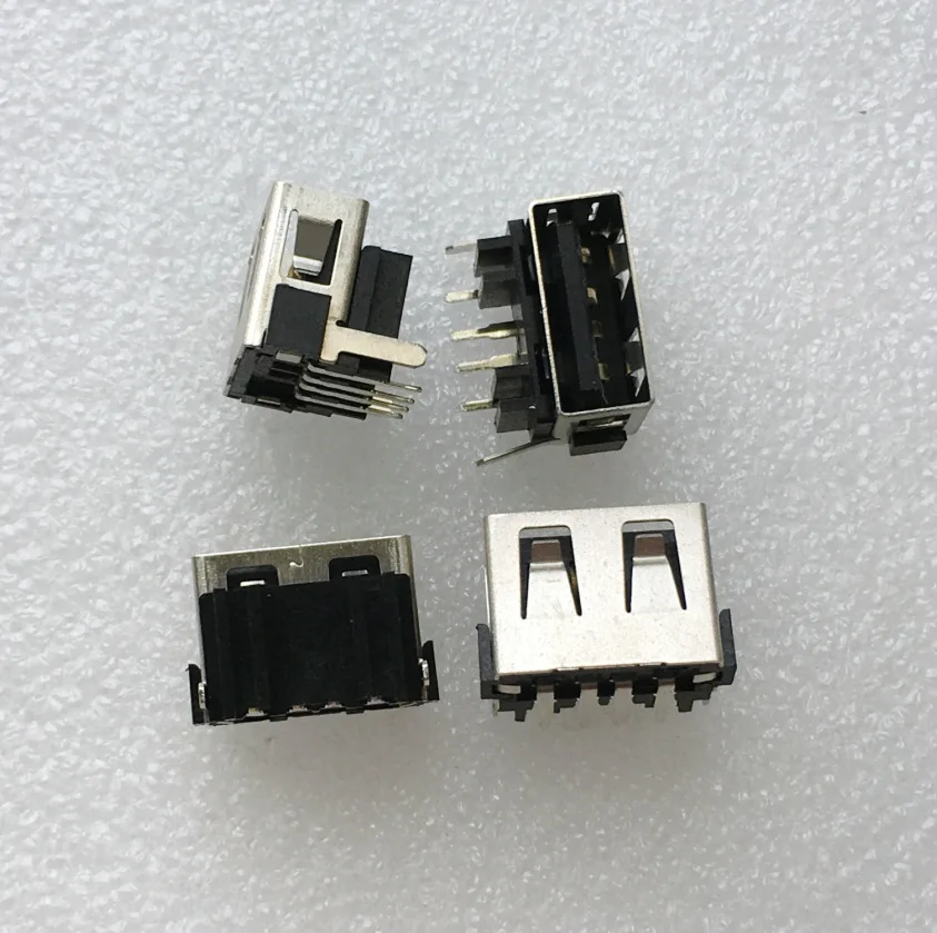For USB2.0 female seat, short body, in-line plug-in, heightened, flat port, fixed USB port with two feet