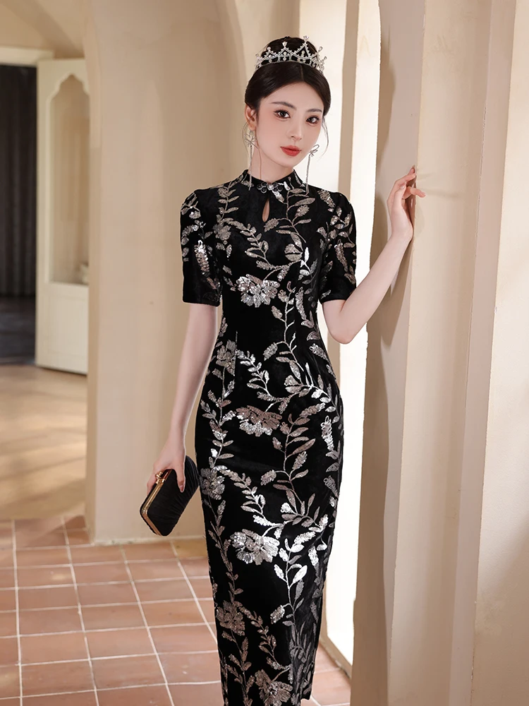 

Ele Bla Evening Dr Women's Faionable Retro Sle Ball Gown High Waist ort Sve Midi Dr for Par ...