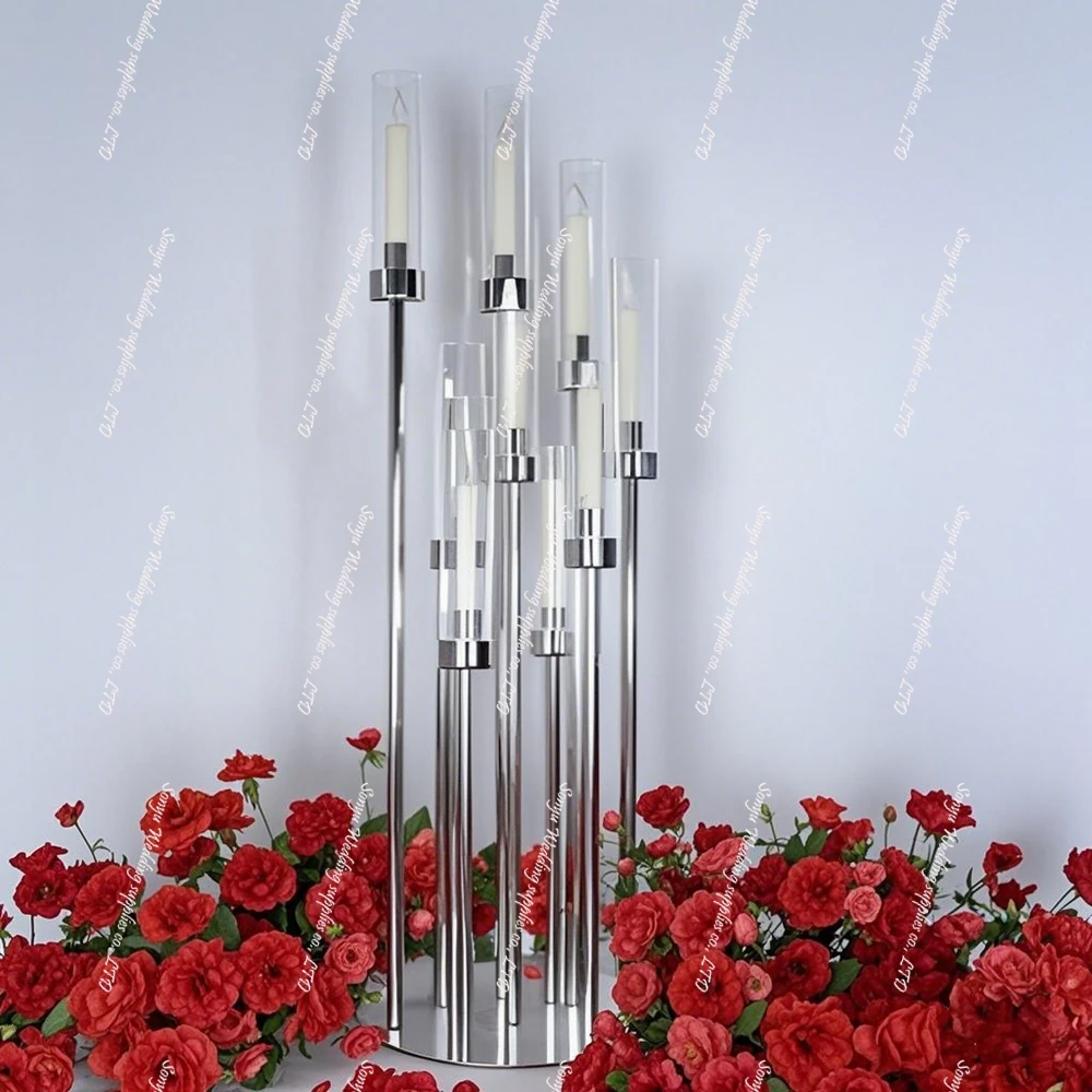 

10pcs)Silver Backdrop Flower arrangement Stand for Wedding Decoration Table Centerpiece