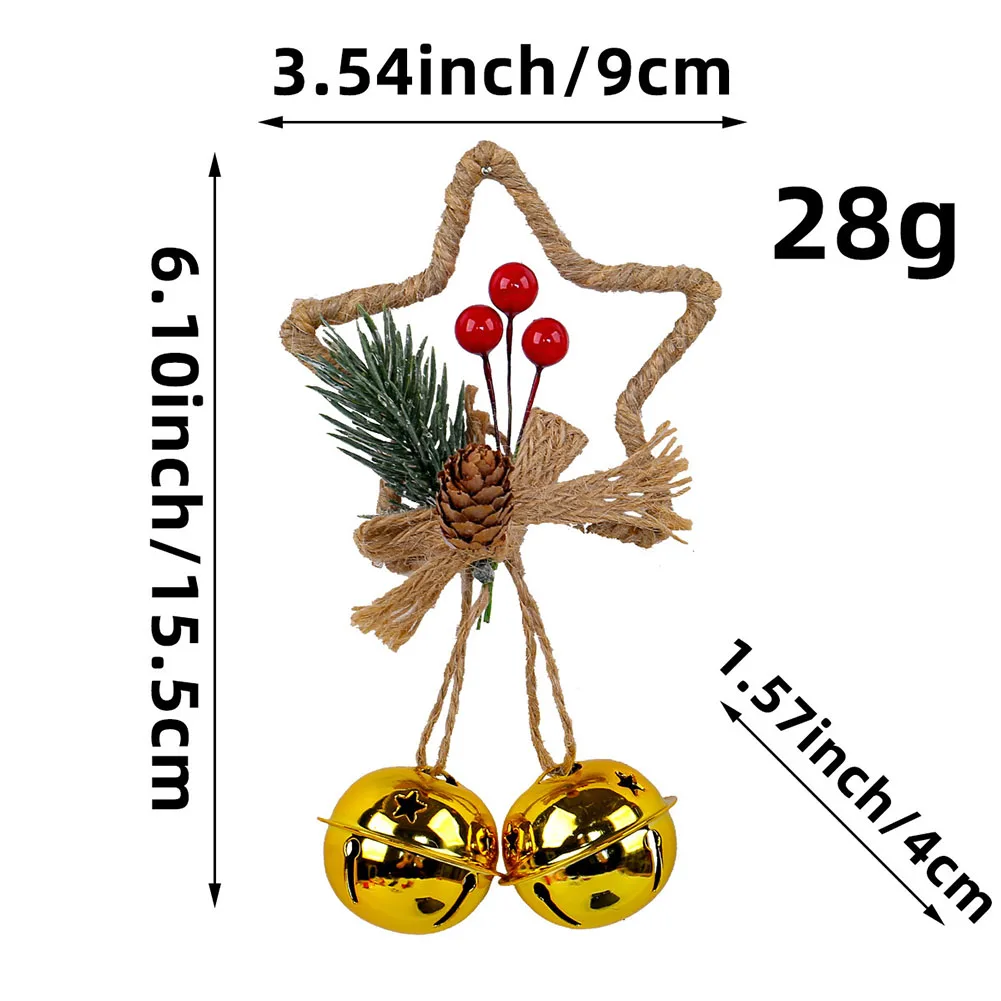 Christmas Tree Star Bell Ornament Versatile Christmas Decor Tree Ornament Lightweight Tool-free Installation Multi-use Hanging