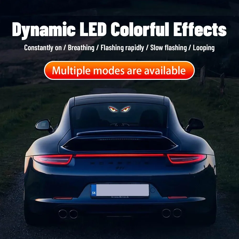 Car-mounted solar monster eye LED warning light triangle window wireless decoration rear window ambient light premium feel