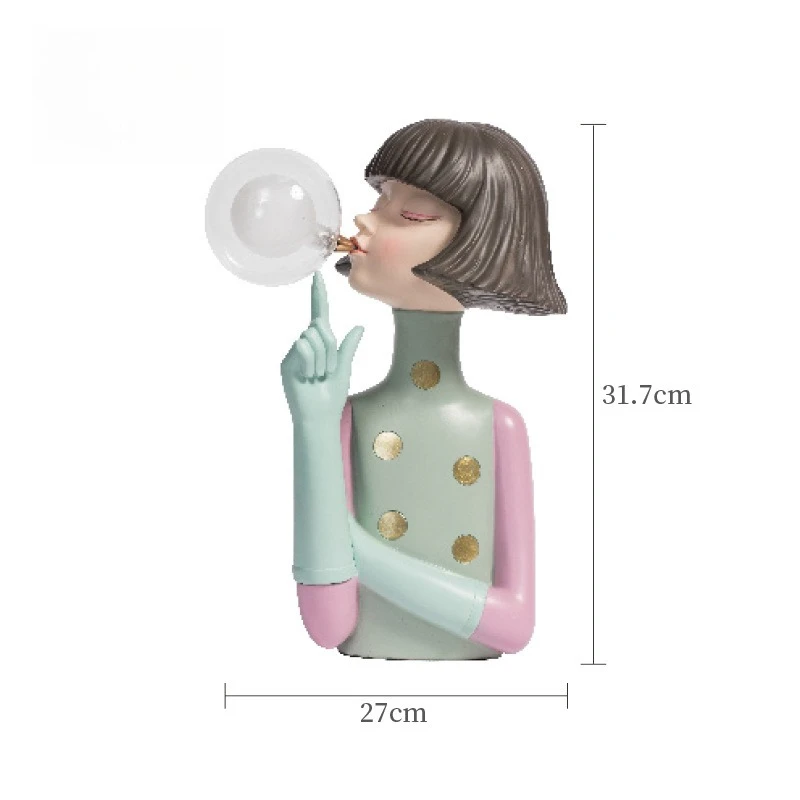 Cartoon Bubble Girl Nachtlicht Statue Skulptur Nordische Nachttischfiguren Heimdeko Atmosphärenlampe Kreatives Geschenk für Zimmer – Detail 10