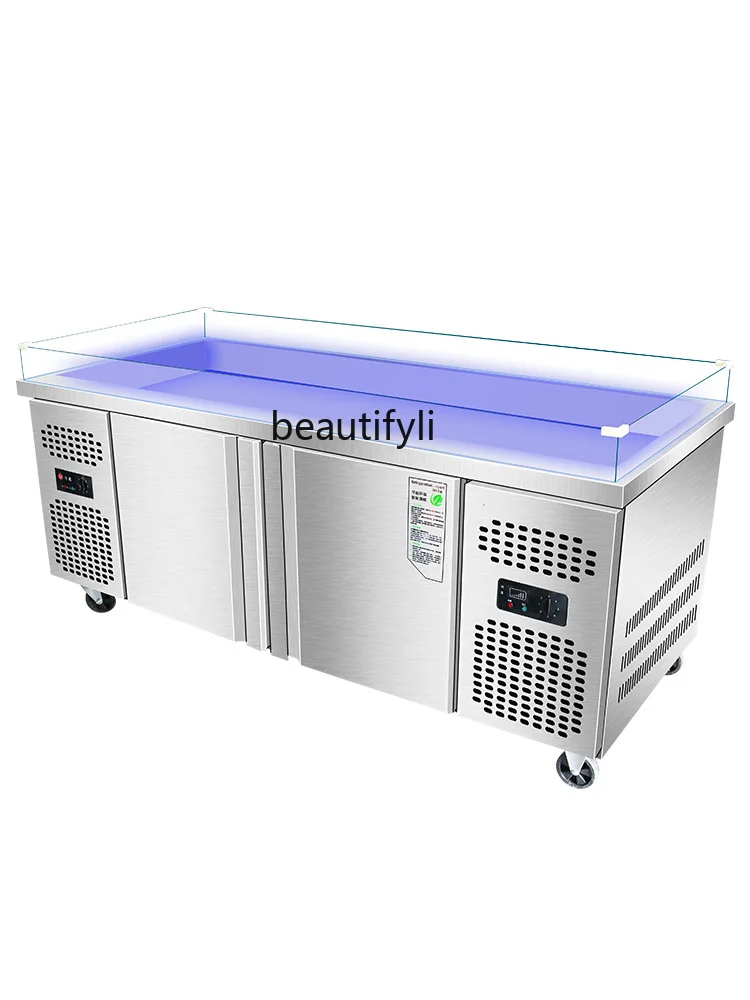 

Commercial Ice Table Seafood Display Cabinet Supermarket Restaurant Freeze Storage Food Displaying Refrigerator