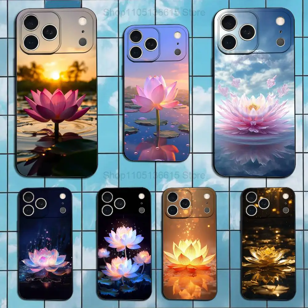 

Belief Art Beautiful Lotus Phone Case For iPhone 17,16,15,14,13,12,11,Plus,Pro Max,XS,X,XR,SE,Mini,8,7,Soft Silicone Black Cover