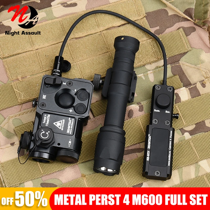 Tactical M300A M600C Flashlight Zenitco Perst 4 Aiming Laser Red Green Dot IR Surefir Strobe Weapon  Airsoft  Hunting Equipment