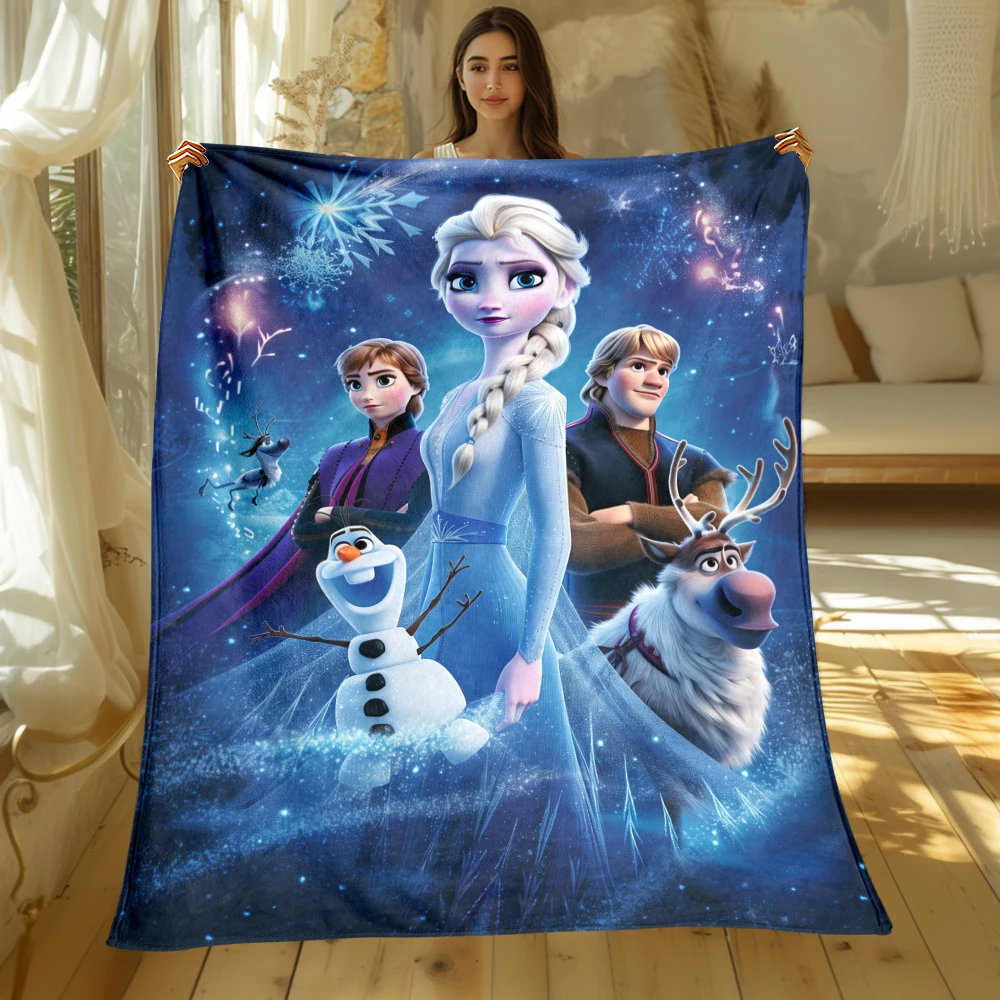 Frozen Elsa Princess HD Printed Flannel Fluffy Throw Camping Blankets for Children Sofa Throw Thin Blanket Modern Fashion Gift