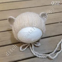 Newborn Photography Props Mohair Ears Teddy Bear Hat Studio Clothing