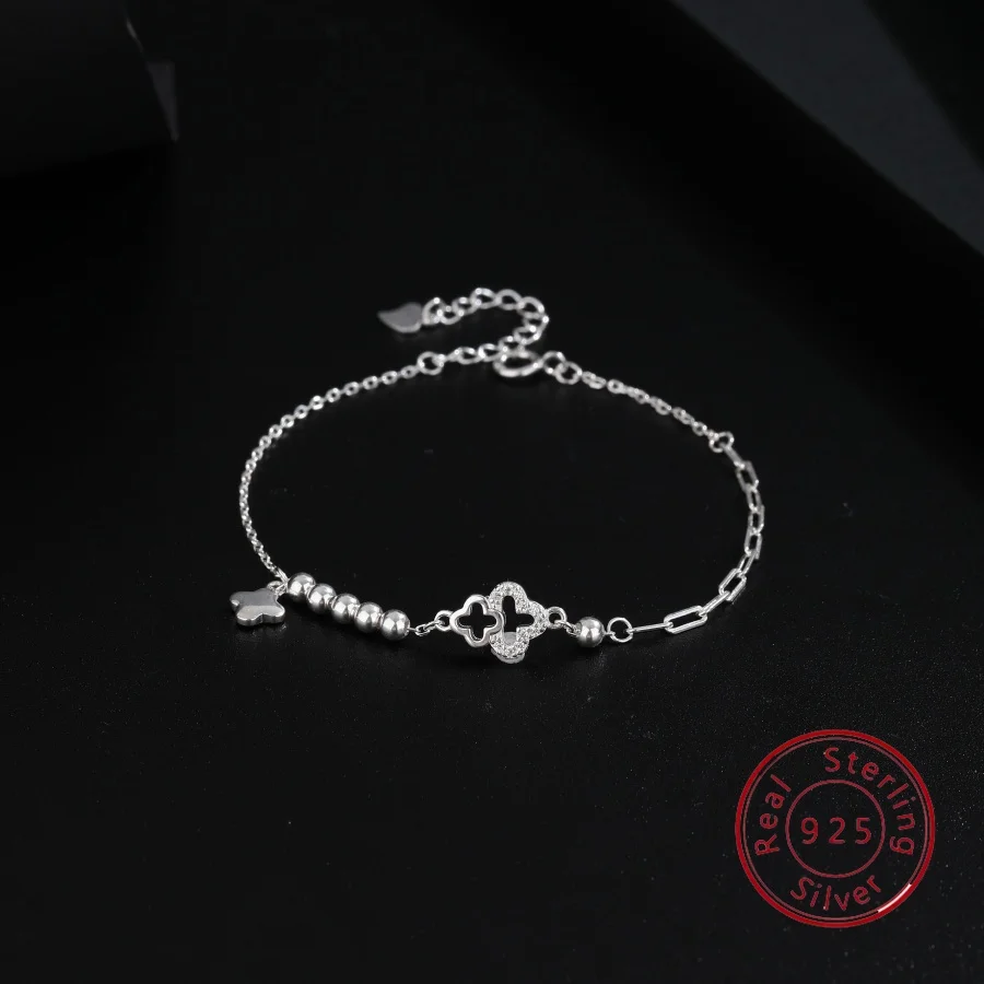 

Classic S925 Sterling Silver Diamond-Studded Sugar Cube Women's Bracelet Fashionable and Elegant Chanel-Style Silver Jewelry