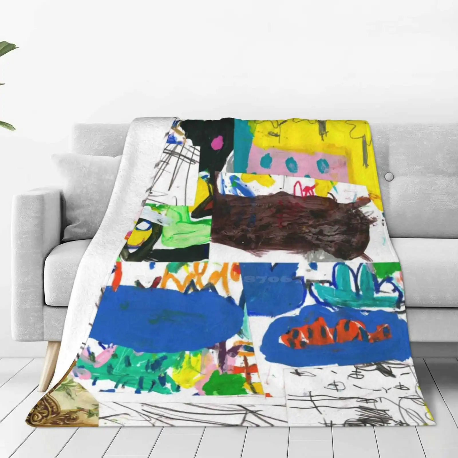 Then And Now Hot Sale Printing High Qiality Warm Flannel Blanket Shylie Abstract Colour Pencil Graphite