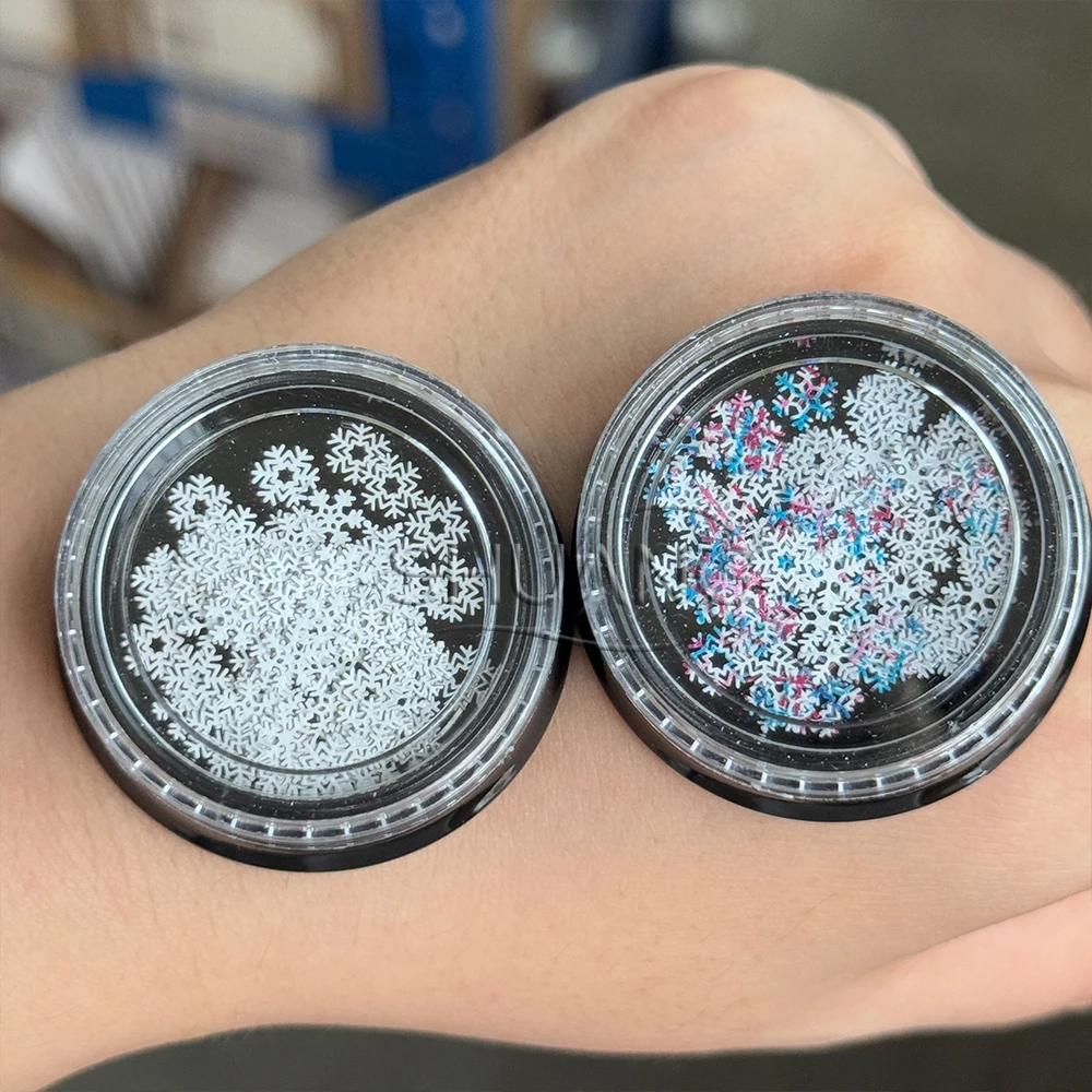 3色クリスマスメタルスノーフレークネイルスパンコール3Dグリッター中空スノーフレークネイルチャーム冬クリスマスネイルデコレーション #