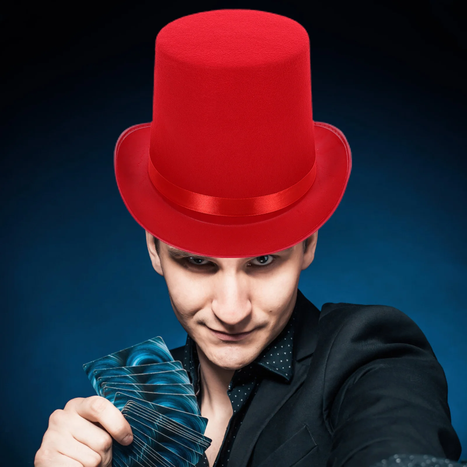 

Magician Hat Red Retro Party Costume Accessory For Adults Dress Up Mystery Performer Masquerade Cosplay
