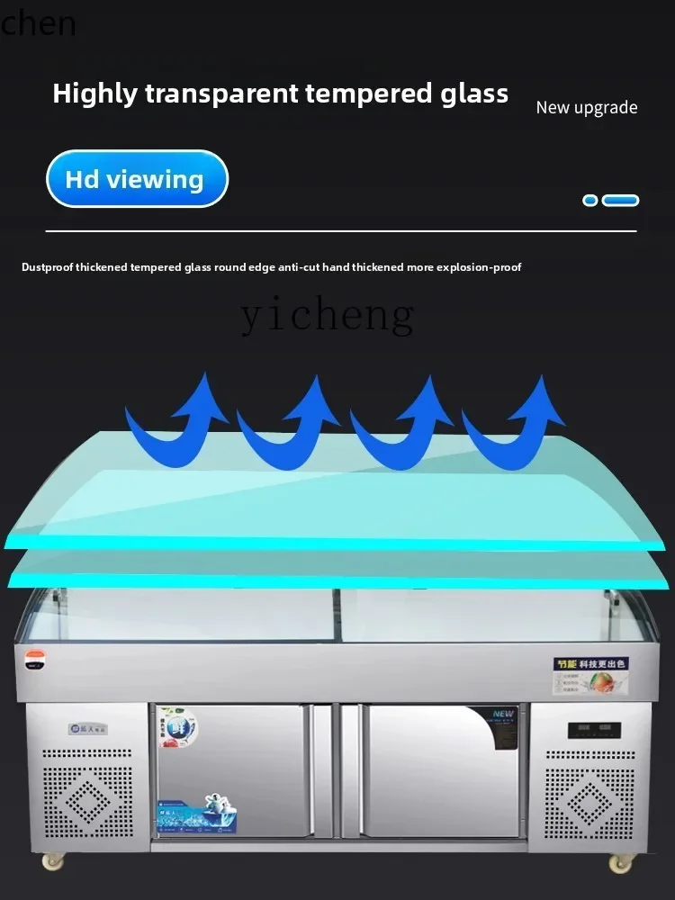 Ladder Ice Table Seafood Display Cabinet Refrigerated Freezer Glass Cabinet