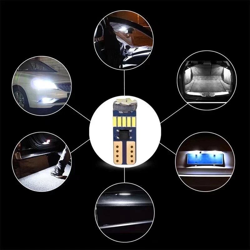 10x T10 W5W 4014 15SMD LED Canbus High Power Car Clearance Wedge Side Light Interior Dome Reading Lamps 12V 6000K No error White