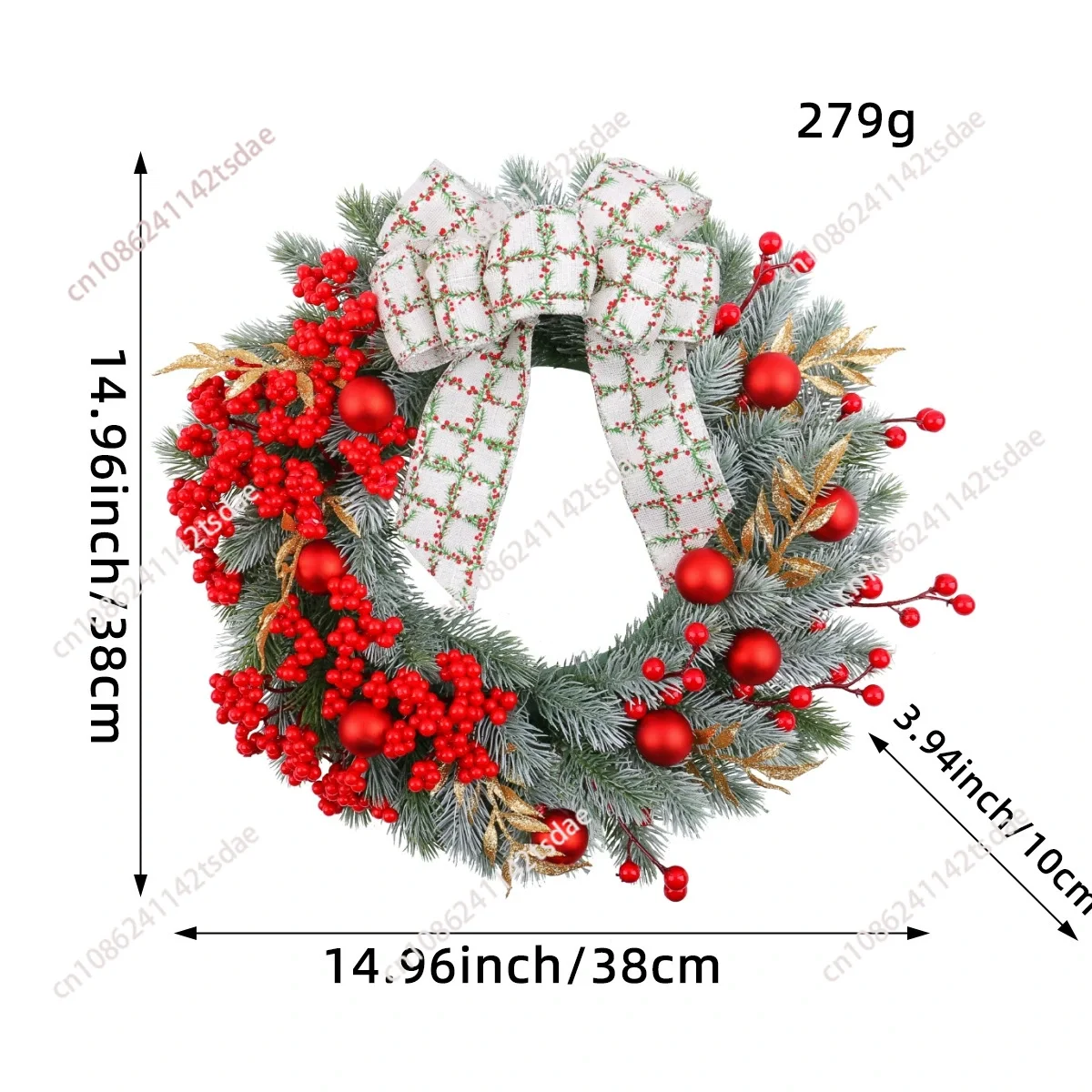 Christmas Wreath Rattan Door Hanging Shopping Mall Window Hanging Party Holiday Simulation Decoration Supplies