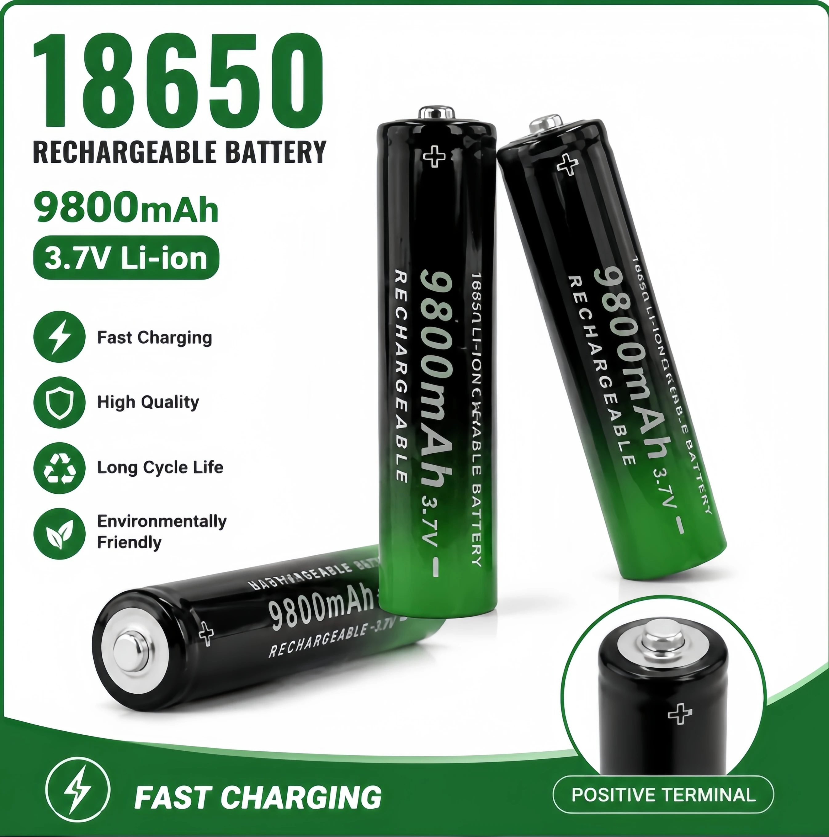 2-16PCS Fast Charging 18650 Battery High Quality 9800mah 3.7V 18650 Li Ion Battery Flashlight Charging Battery