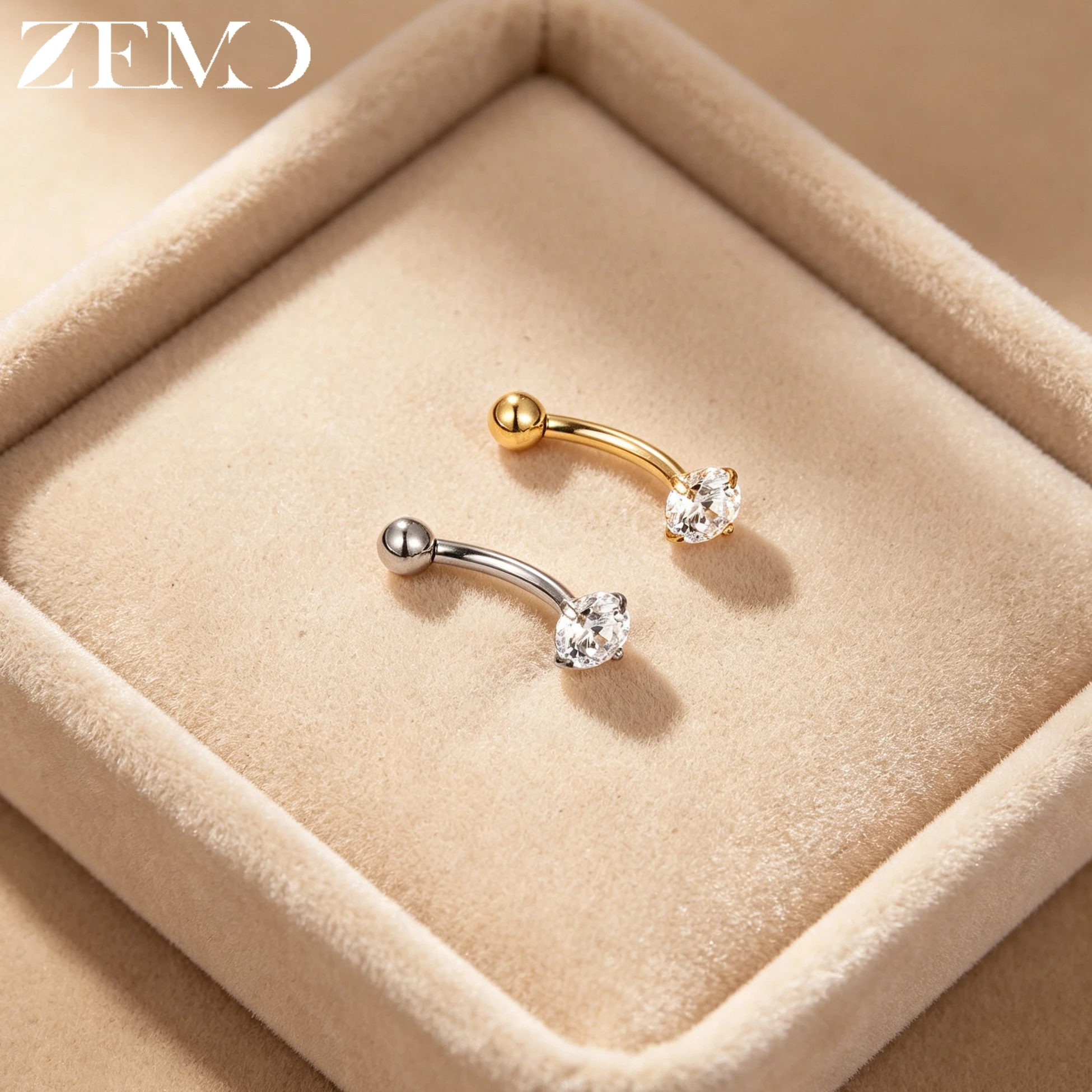 16G Titanium Eyebrow Ring with Star Zircon Earring