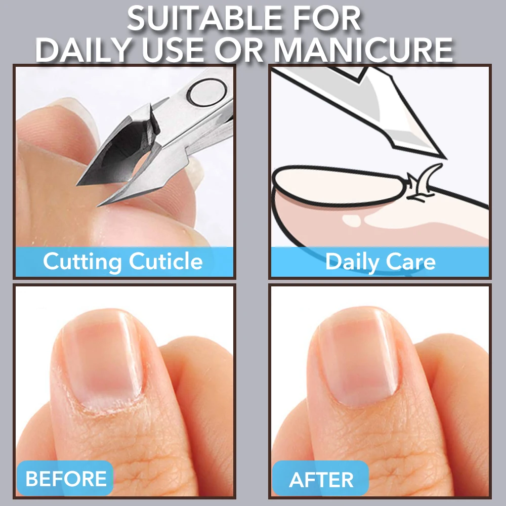 1 szt. Cążki do skórek trymer 3/4 szczęki nożyczki do skórek maszynki do strzyżenia ze stali nierdzewnej Cutter Remover Pedicure Manicure narzędzie do paznokci — zdjęcie 4