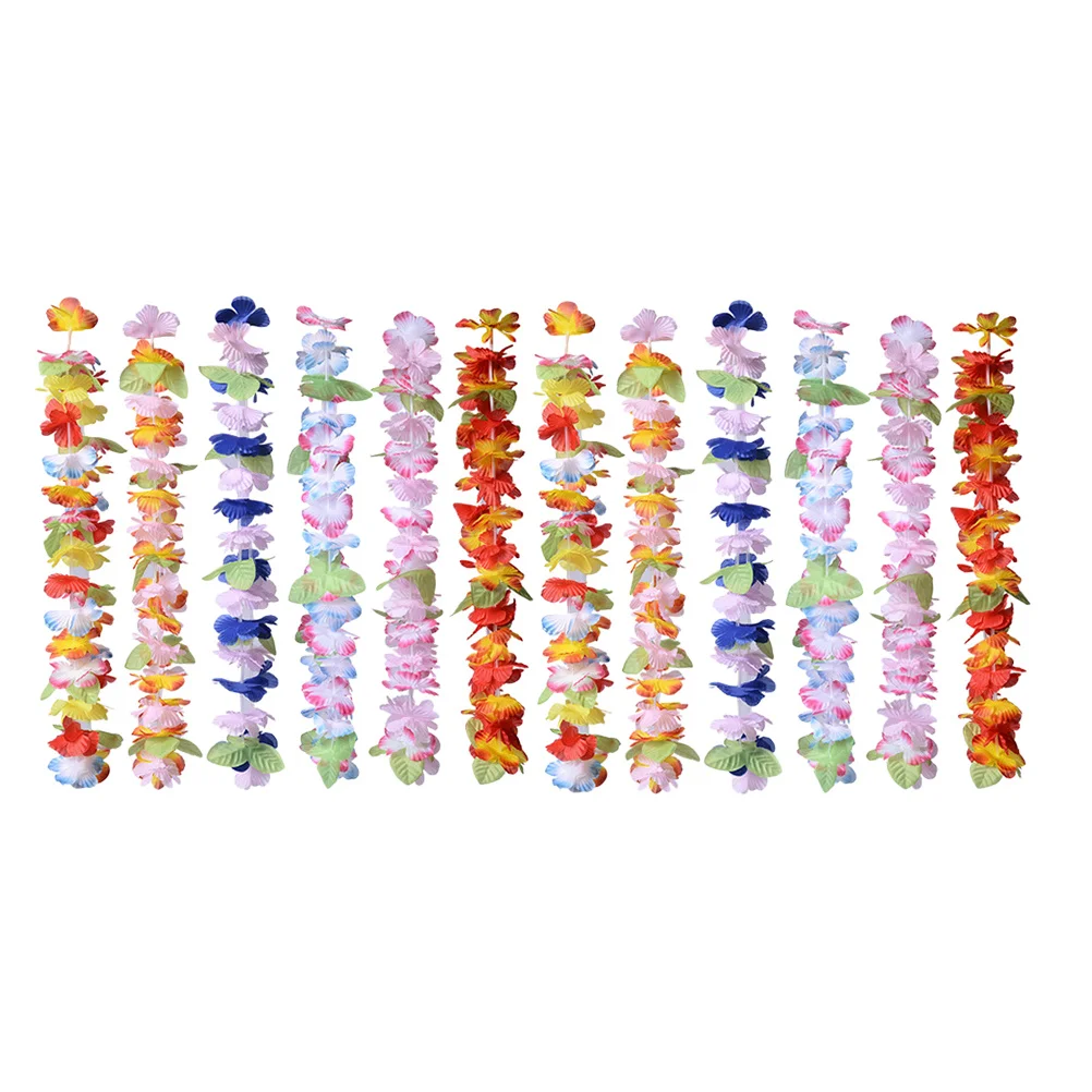 

12Pcs Hawaiian Flower Wreath Set Lightweight Leis for Luau Party Beach Wedding Anniversary Adult Garland