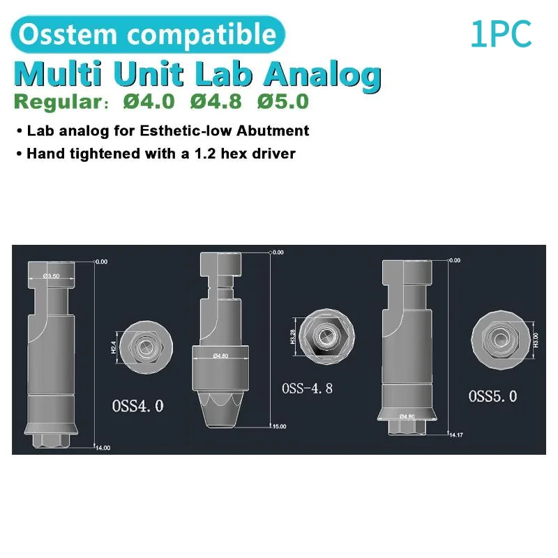 1PC Dental Implant Composite Multi Unit Analog Perfectly Compatible With System For Lab Clinic Use Multiple Sizes Available.