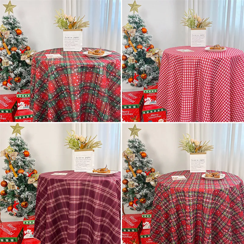 

Merry Christmas Party Decor Christmas Tablecloth Xmas Table Cloth Vintage Dining Table Cover Holiday Red Green Plaid Tablecloths