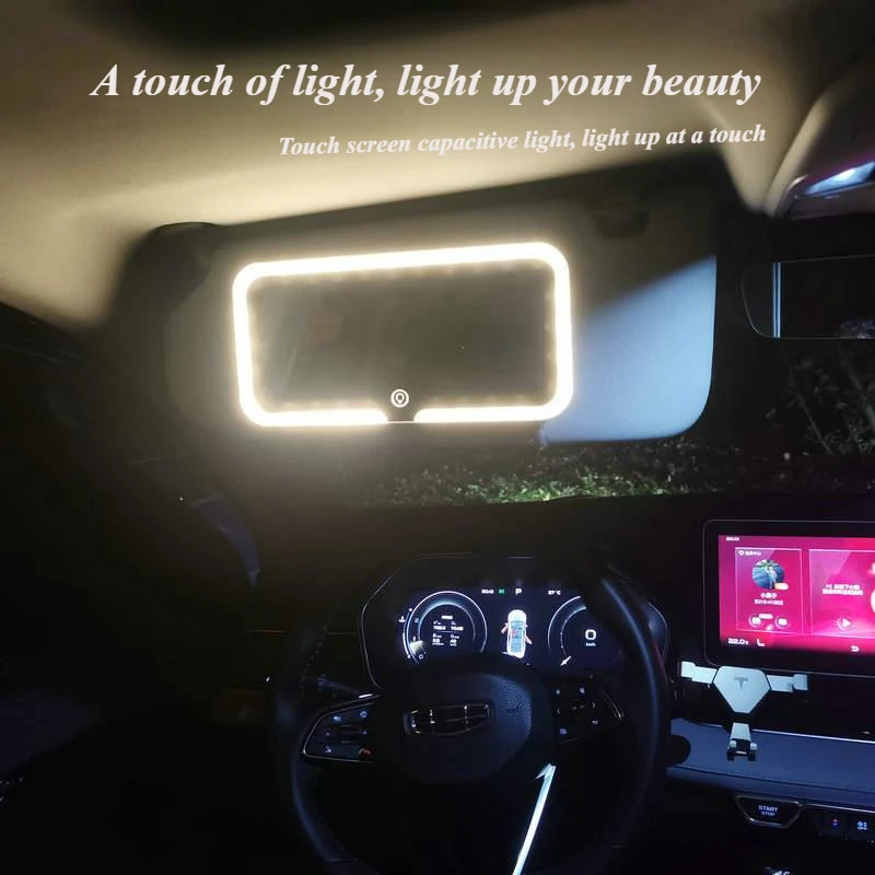 Auto-Sonnenblende, Make-up-Spiegel, allgemeines Auto-Innenzubehör für den Beifahrer plus Pflege, HD-LED-Licht, bruchsicher
