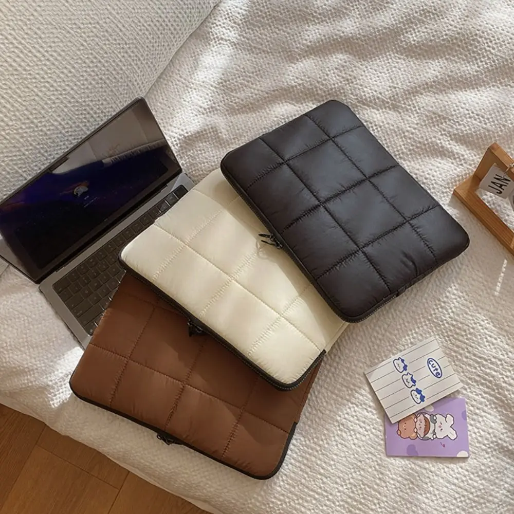 New 9-16 Inch Pillow Laptop Sleeve Shockproof Water Resistant Notebook Storage Bag Quilted Puffer Large Capacity Carrying Case