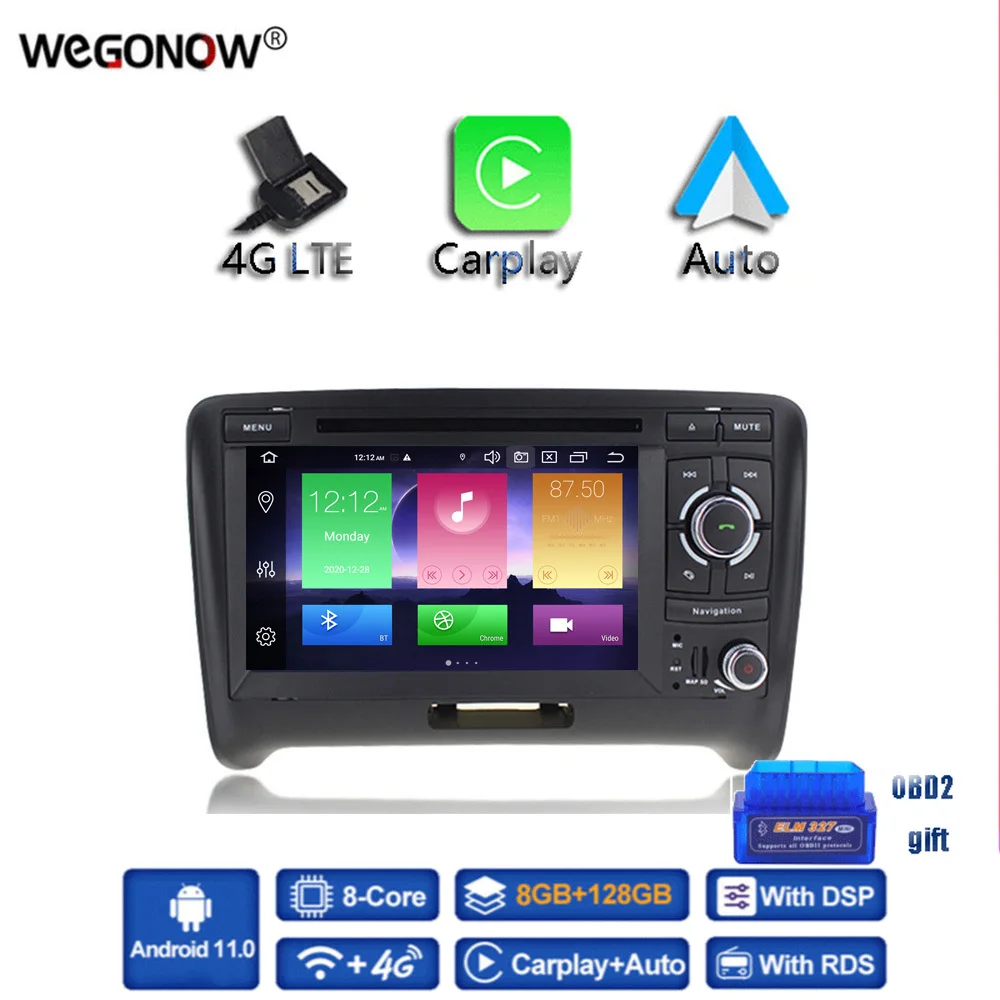 

Carplay DSP IPS 4G LTE Android 11 8 ГБ ОЗУ + 128 ГБ ПЗУ Автомобильный DVD-плеер GPS-карта BT 5.0 RDS Радио Wi-Fi Микрофон Для Audi TT 2006-2014 2015